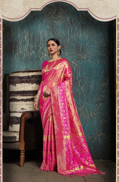 Two Tone Pink Kanchipuram Silk party wear saree 58076