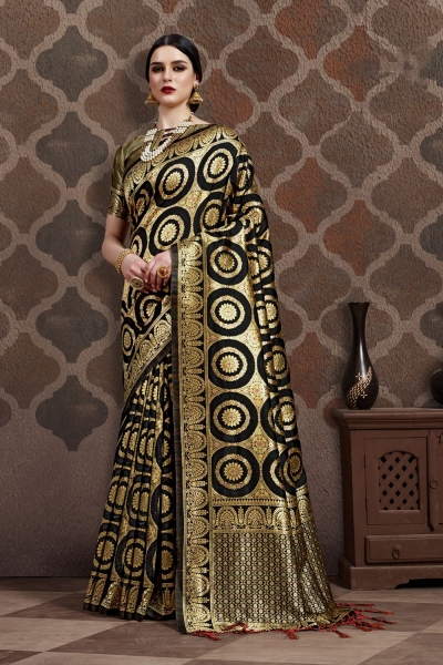 Black Silk party wear saree 56651