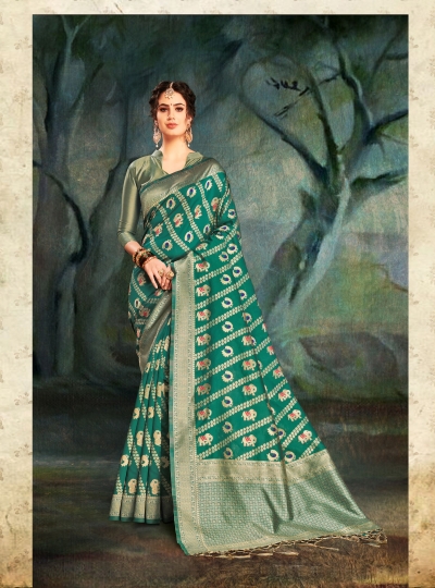 Green Banarasi Silk party wear saree 55511