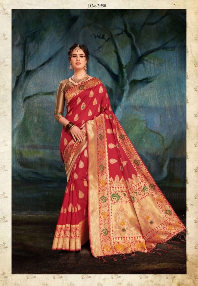 Red Banarasi Silk party wear saree 55513