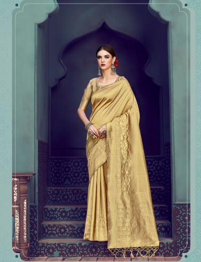 Gold Banarasi Silk party wear saree 55431