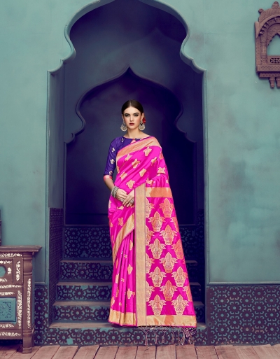 Magenta Banarasi Silk party wear saree 55432