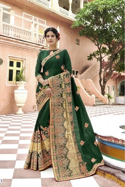 Green designer Indian party wear saree 35113