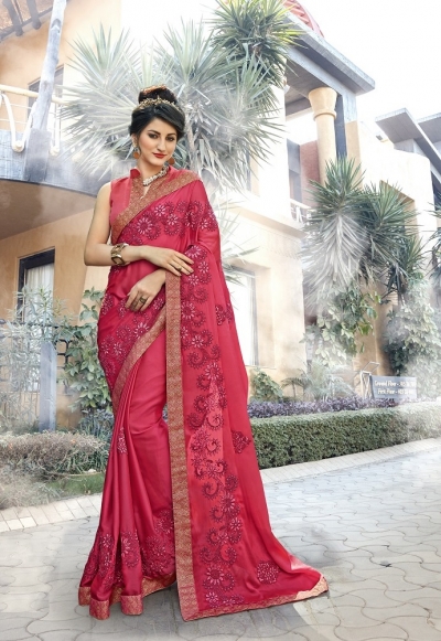 Pink designer fancy party wear saree 75015