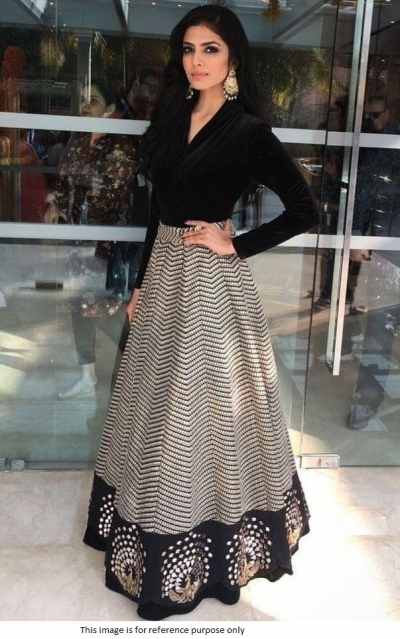 Bollywood Model Black banglori silk lehenga