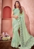 Light green lycra ruffle border saree with blouse 10806