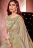 Beige lycra ruffle border saree with blouse 10810