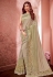 Beige lycra ruffle border saree with blouse 10810