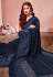 Navy blue lycra ruffle border party wear saree 10814