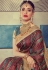 Tamannaah bhatia maroon crepe printed festival wear saree 65928
