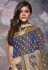 Navy blue silk embroidered party wear saree 819