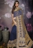 Navy blue silk embroidered party wear saree 819