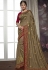 Brown silk embroidered party wear saree 821