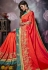 Orange silk embroidered festival wear saree 810