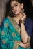 Turquoise blue silk embroidered saree with blouse 811