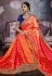 Orange silk embroidered saree with blouse 813