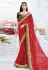 Red net embroidered saree with blouse 2791