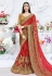 Red net embroidered festival wear saree 2795