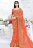 Orange net embroidered festival wear saree 2797