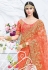 Orange net embroidered festival wear saree 2797