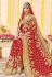 Red georgette stone work bridal wear saree 2776