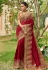 Maroon art silk embroidered saree with blouse 3022