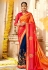 Magenta georgette embroidered festival wear saree 3970