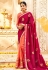 Magenta georgette embroidered half and half saree 3972