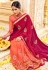 Magenta georgette embroidered half and half saree 3972