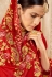Red georgette embroidered half and half saree 3977