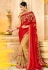 Red georgette embroidered half and half saree 3977