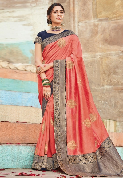 Pink cotton embroidered saree with blouse 1024B