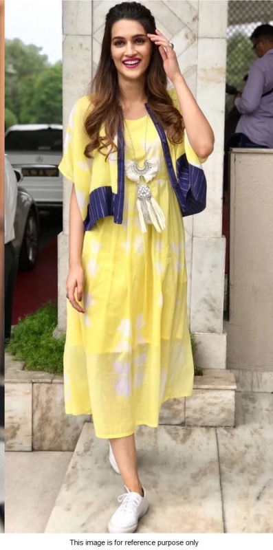 Bollywood Kriti Sanon yellow georgette Kurta