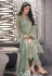 Sea green net embroidered pant style suit 1007