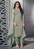 Sea green net embroidered pant style suit 1007