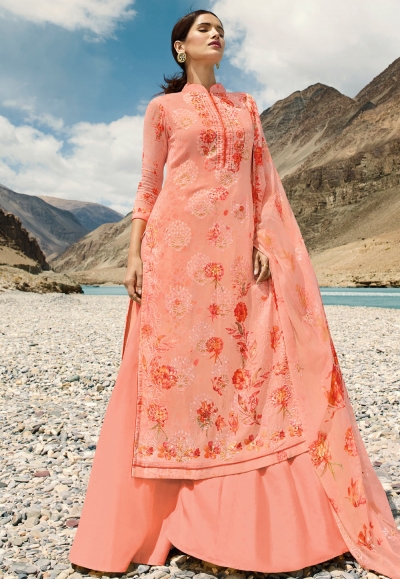 Pink georgette kameez with palazzo 17007