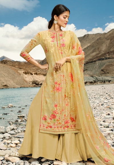 Beige georgette palazzo suit 17004