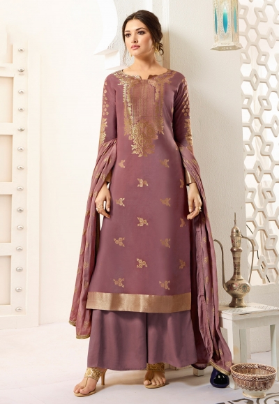 Light purple banarasi silk kameez with palazzo PRP5641