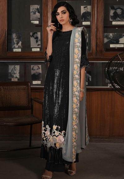 Black georgette kameez with palazzo 705Black