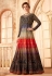 Navy blue velvet embroidered long anarkali suit 7091