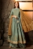 Sea green muslin embroidered kameez with palazzo 7505