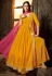 Yellow muslin embroidered kameez with palazzo 7504