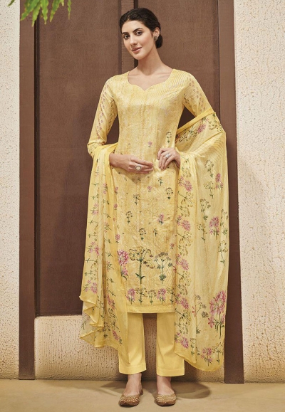 Light yellow cotton kameez with pant 9104