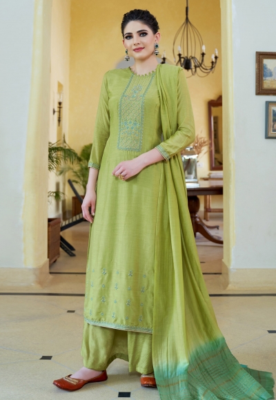 Light green cotton kameez with palazzo 609