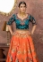 Orange banarasi silk circular lehenga choli 11152