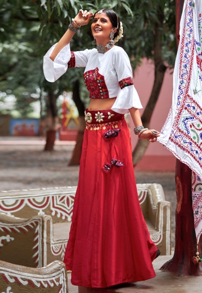 Red silk navratri chaniya choli 1066