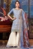 Light blue silk embroidered sharara suit 8009