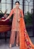 Peach silk embroidered pant style suit 8008