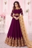 Shamita shetty purple georgette embroidered long anarkali suit 8260