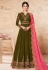 Green georgette embroidered abaya style anarkali suit 8310